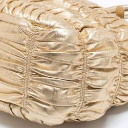 Pre Owned Prada Gold Nappa Gaufre Leather Tote