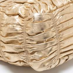 Pre Owned Prada Gold Nappa Gaufre Leather Tote