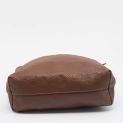 Pre Owned Prada Brown Vitello Daino Side Zip Shopping Tote