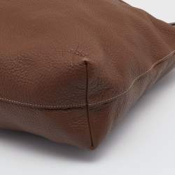 Pre Owned Prada Brown Vitello Daino Side Zip Shopping Tote