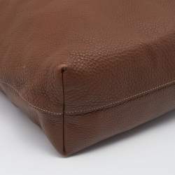 Pre Owned Prada Brown Vitello Daino Side Zip Shopping Tote