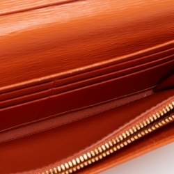 Pre Owned Prada Orange Saffiano Lux Leather Flap Continental Wallet