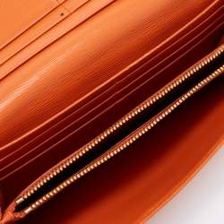 Pre Owned Prada Orange Saffiano Lux Leather Flap Continental Wallet