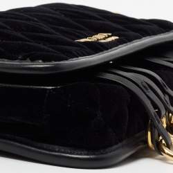 Pre Owned Prada Black Velvet and Leather Corsaire Chain Belt Bag  