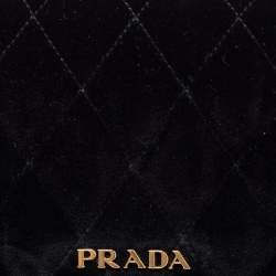 Pre Owned Prada Black Velvet and Leather Corsaire Chain Belt Bag  