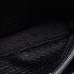 Pre Owned Prada Blue/Black Saffiano Lux Leather Small Middle Zip Tote