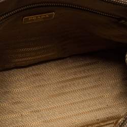 Pre Owned Prada Metallic Gold Saffiano Lux Leather Small Galleria Double Zip Tote