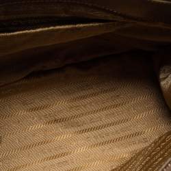 Pre Owned Prada Metallic Gold Saffiano Lux Leather Small Galleria Double Zip Tote