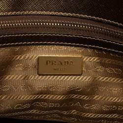 Pre Owned Prada Metallic Gold Saffiano Lux Leather Small Galleria Double Zip Tote