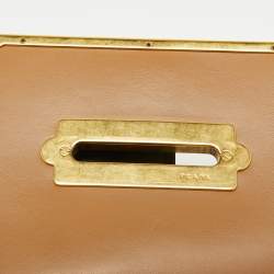 Pre Owned Prada Beige/Black Saffiano Leather Cahier Shoulder Bag