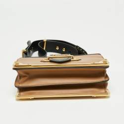 Pre Owned Prada Beige/Black Saffiano Leather Cahier Shoulder Bag