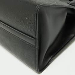 Pre Owned Prada Black Saffiano Cuir Leather Small Monochrome Tote