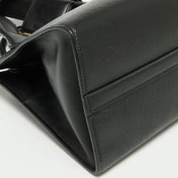 Pre Owned Prada Black Saffiano Cuir Leather Small Monochrome Tote