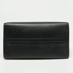 Pre Owned Prada Black Saffiano Cuir Leather Small Monochrome Tote