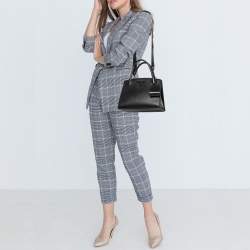 Pre Owned Prada Black Saffiano Cuir Leather Small Monochrome Tote