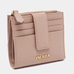 Pre Owned Prada Beige Saffiano Leather Compact Wallet