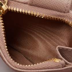 Pre Owned Prada Beige Saffiano Leather Compact Wallet