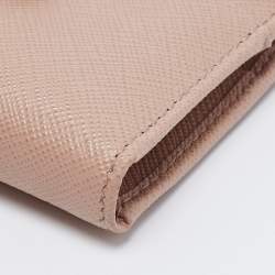 Pre Owned Prada Beige Saffiano Leather Compact Wallet