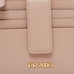 Pre Owned Prada Beige Saffiano Leather Compact Wallet