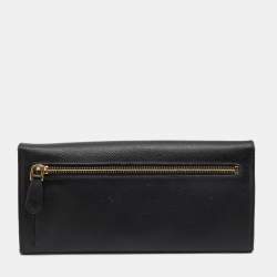 Pre Owned Prada Black Saffiano Lux Leather Flap Continental Wallet