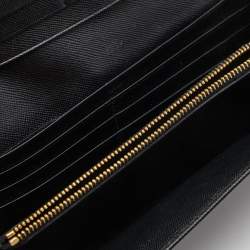 Pre Owned Prada Black Saffiano Lux Leather Flap Continental Wallet