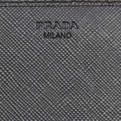 Pre Owned Prada Black Saffiano Lux Leather Flap Continental Wallet