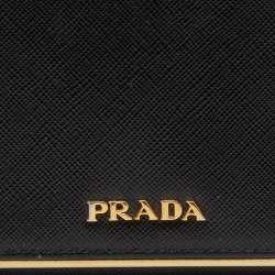 Pre Owned Prada Black Saffiano Lux Leather Flap Continental Wallet