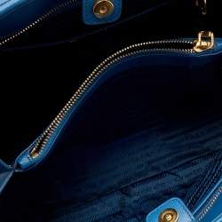 Pre Owned Prada Blue Saffiano Lux Leather Open Promenade Satchel