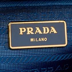 Pre Owned Prada Blue Saffiano Lux Leather Open Promenade Satchel