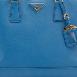 Pre Owned Prada Blue Saffiano Lux Leather Open Promenade Satchel