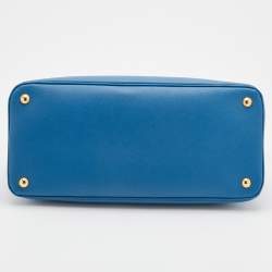 Pre Owned Prada Blue Saffiano Lux Leather Open Promenade Satchel