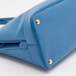 Pre Owned Prada Blue Saffiano Lux Leather Open Promenade Satchel