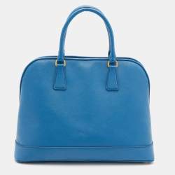 Pre Owned Prada Blue Saffiano Lux Leather Open Promenade Satchel