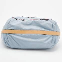 Pre Owned Prada Blue Tessuto Nylon Stencil Hobo