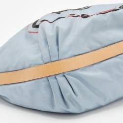 Pre Owned Prada Blue Tessuto Nylon Stencil Hobo