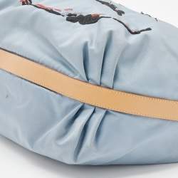 Pre Owned Prada Blue Tessuto Nylon Stencil Hobo