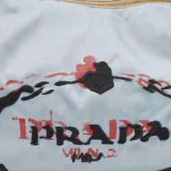 Pre Owned Prada Blue Tessuto Nylon Stencil Hobo