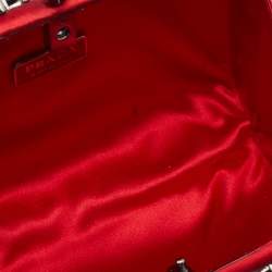 Pre Owned Prada Red Satin Crystal Embellished Clutch