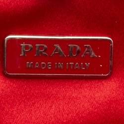 Pre Owned Prada Red Satin Crystal Embellished Clutch