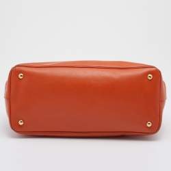 Pre Owned Prada Orange Saffiano Lux Leather Large Gardener's Tote