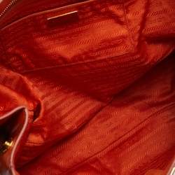 Pre Owned Prada Orange Saffiano Lux Leather Large Gardener's Tote