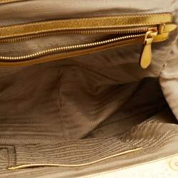 Pre Owned Prada Metallic Gold Woven Madras Leather Frame Satchel