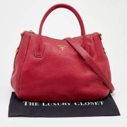 Pre Owned Prada Pink Vitello Daino Leather Shopper Tote