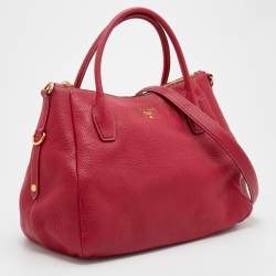 Pre Owned Prada Pink Vitello Daino Leather Shopper Tote