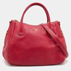 Pre Owned Prada Pink Vitello Daino Leather Shopper Tote