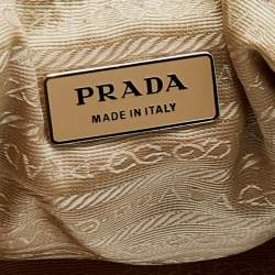 Pre Owned Prada Beige/Caramel Brown Canvas And Leather Shoulder Bag