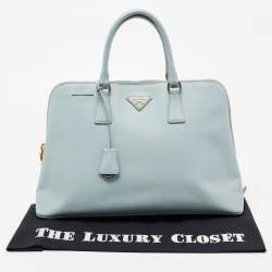 Pre Owned Prada Light Blue Saffiano Lux Leather Promenade Satchel