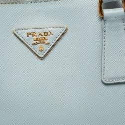 Pre Owned Prada Light Blue Saffiano Lux Leather Promenade Satchel