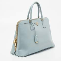 Pre Owned Prada Light Blue Saffiano Lux Leather Promenade Satchel