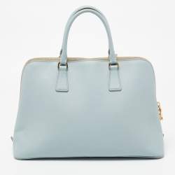 Pre Owned Prada Light Blue Saffiano Lux Leather Promenade Satchel